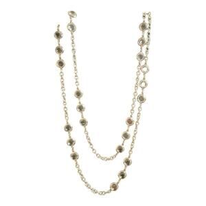 Vintage M4M Silver Tone Clear Round Faceted Station Necklace